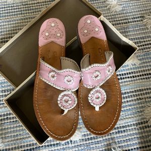 Jack Rogers Navajo sandal pink with white trim 9